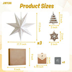 Paper Star Lanterns, Stars Hanging 3Pcs Christmas Paper Lampshade 7 Pointed Star