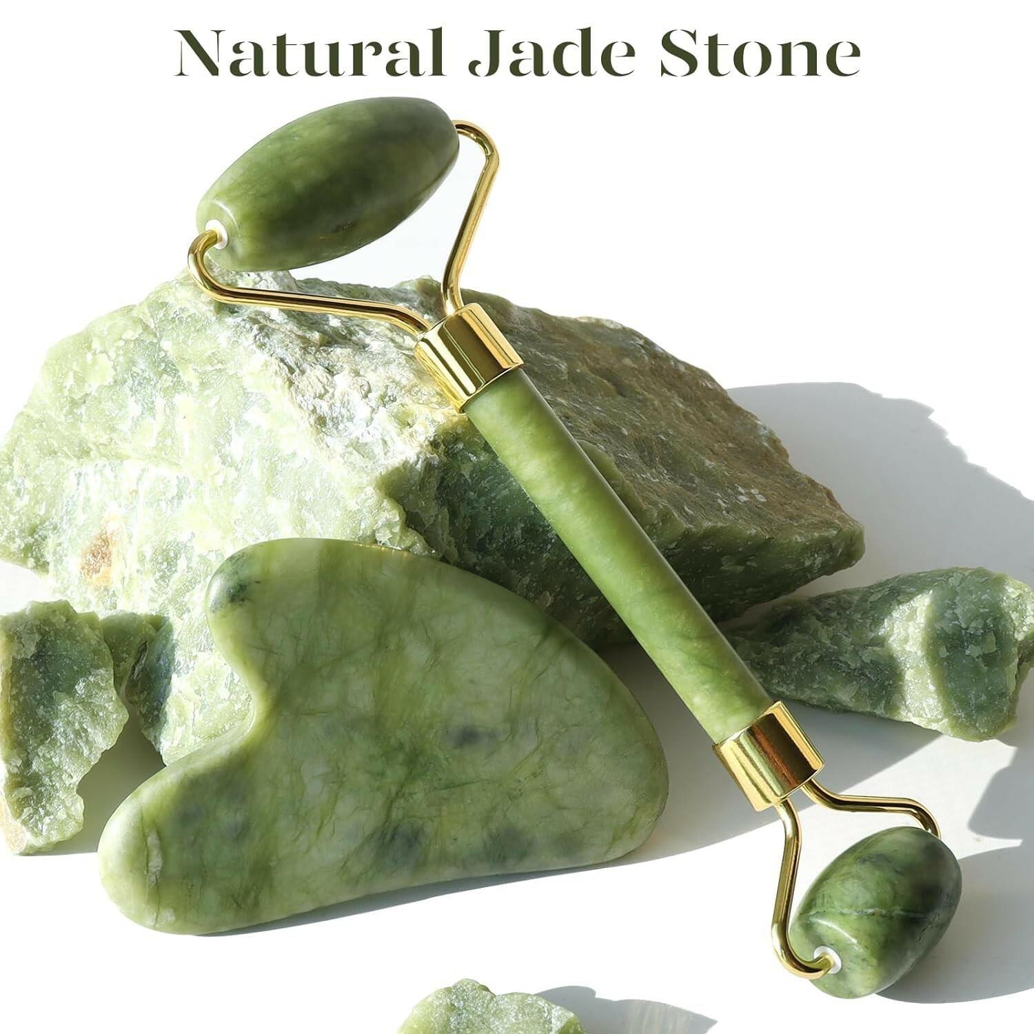 BAIMEI IcyMe Jade Face Roller & Gua Sha, Facial Beauty Skin Care Tools, Self