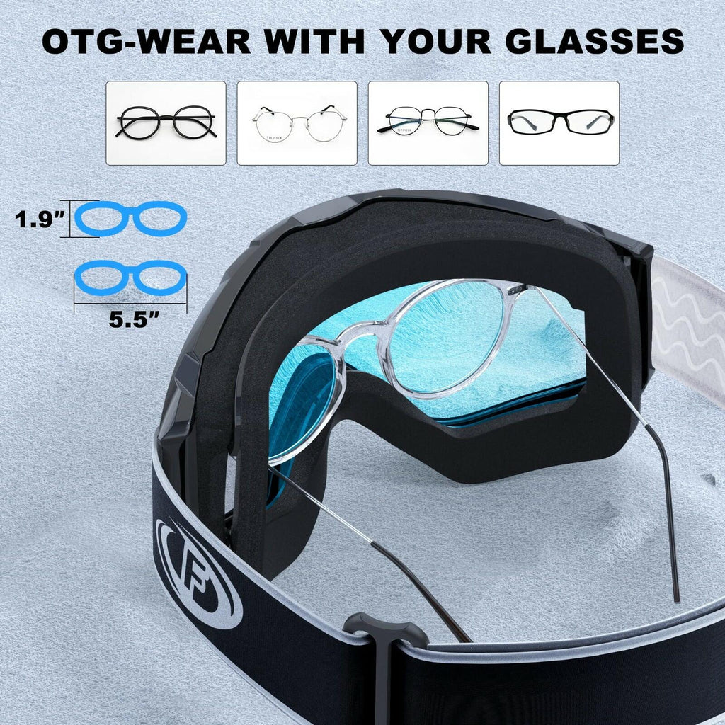 findway Ski Goggles OTG - Over Glasses Snow/Snowboard Goggles for Men, Women &