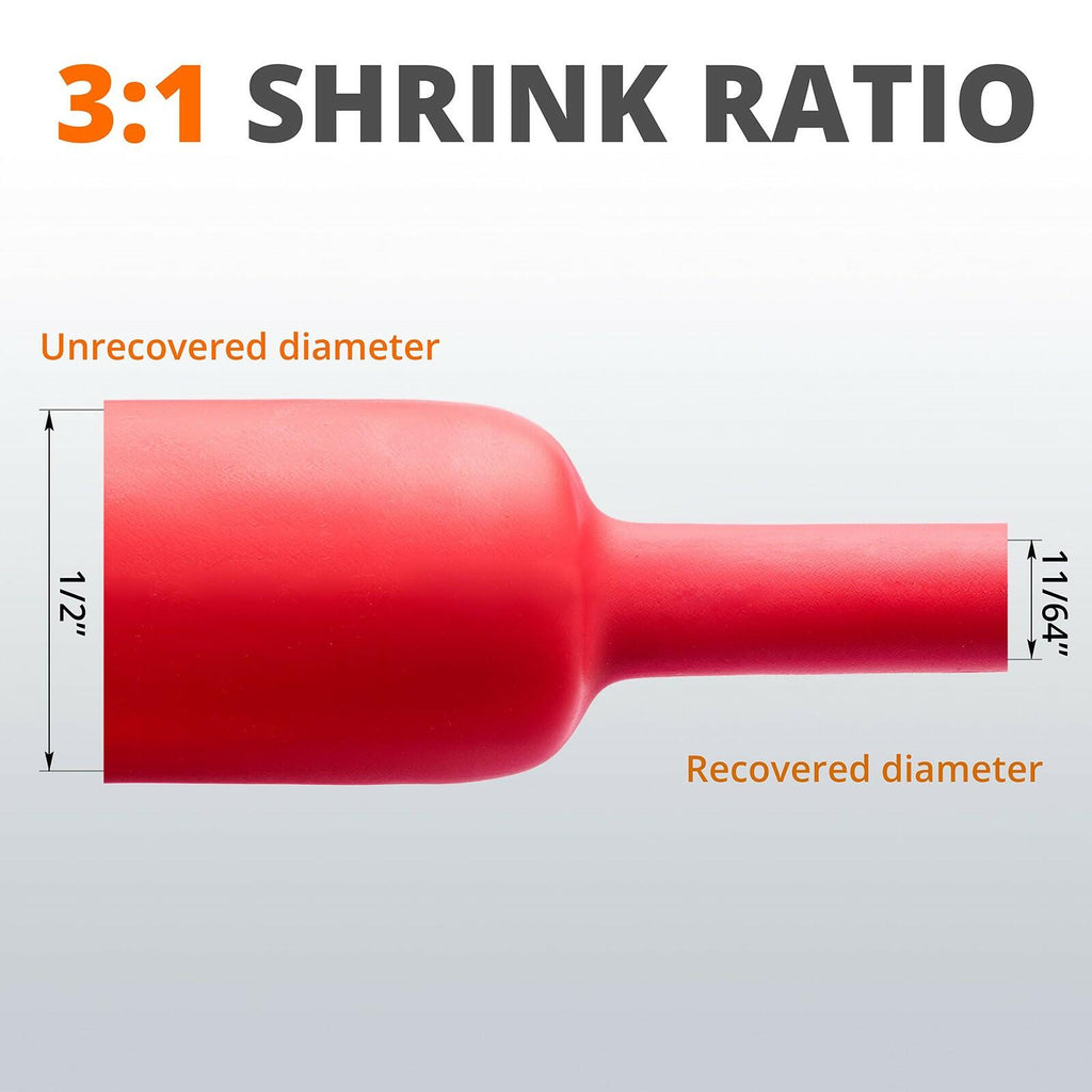 Wirefy | Heat Shrink Tubing - 1/2" inch - 3:1 Ratio - Adhesive Dual Wall