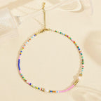 Wellike Freshwater Pearl Beaded Necklace for Women Handmade Boho Colorful Glass