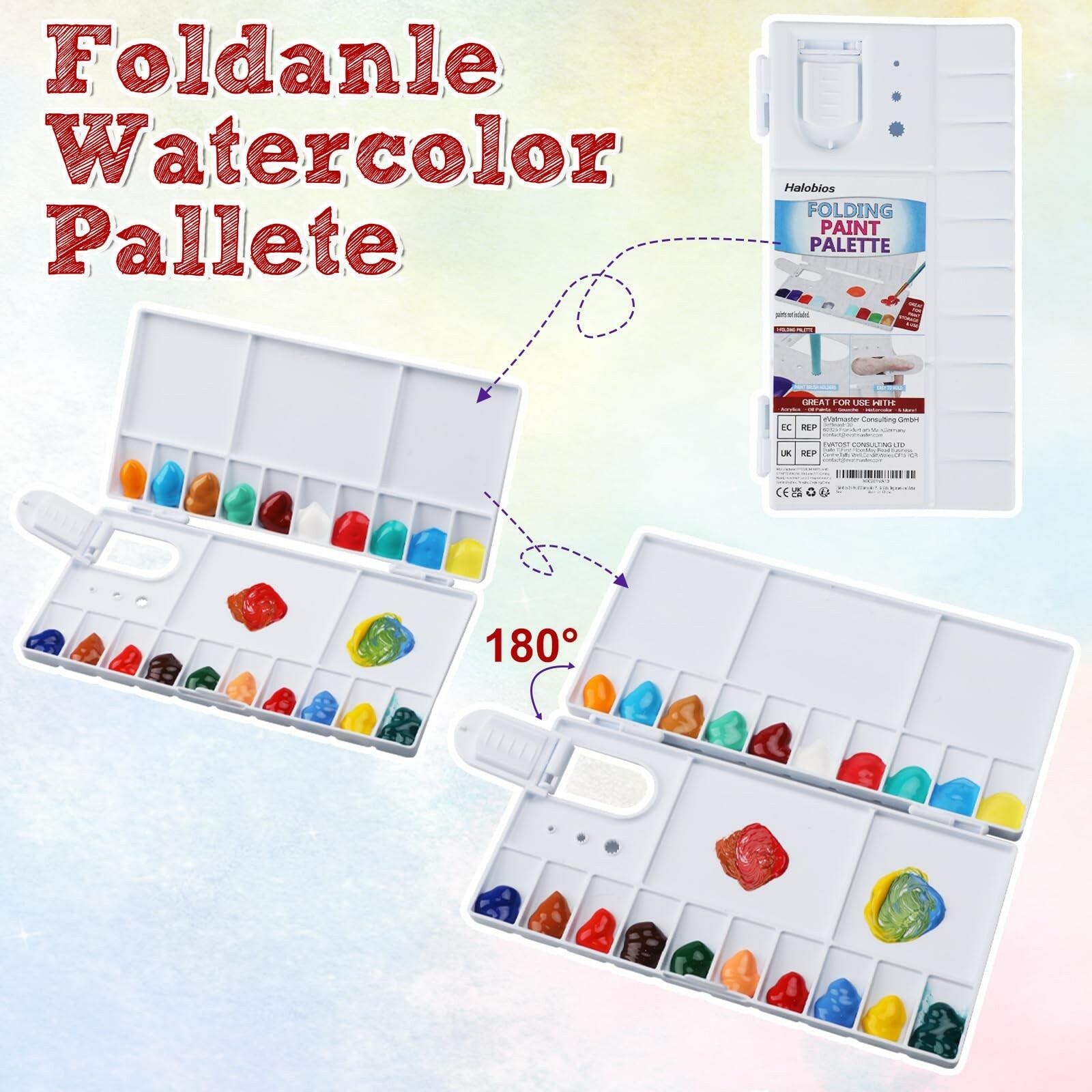 OPEN BOX - 5 Pack Watercolor Palette, Halobios Paint Palette with 20-Well and 5