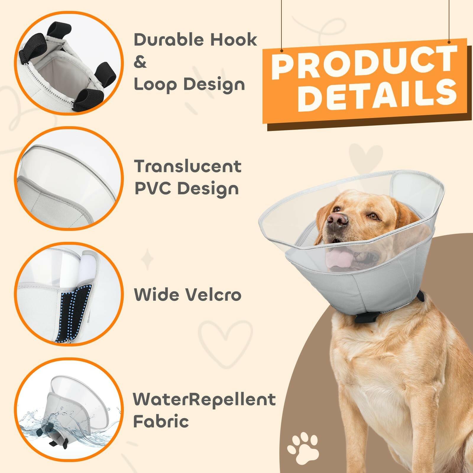 Soft Dog Cone Collar for Large Medium Small Dogs, Adjustable Cones for Dogs to