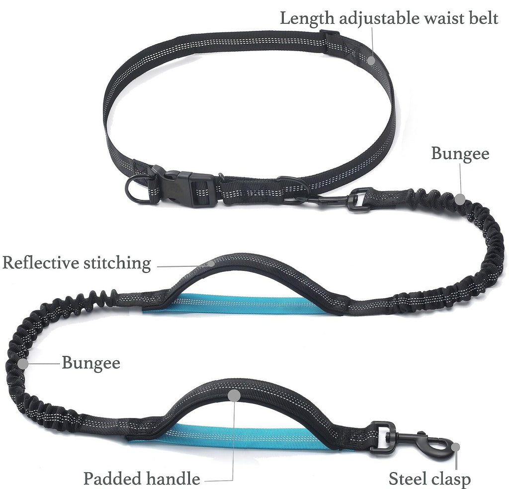 iYoShop Retractable Hands Free Dog Leash - Dual Handle Bungee Waist Leash for