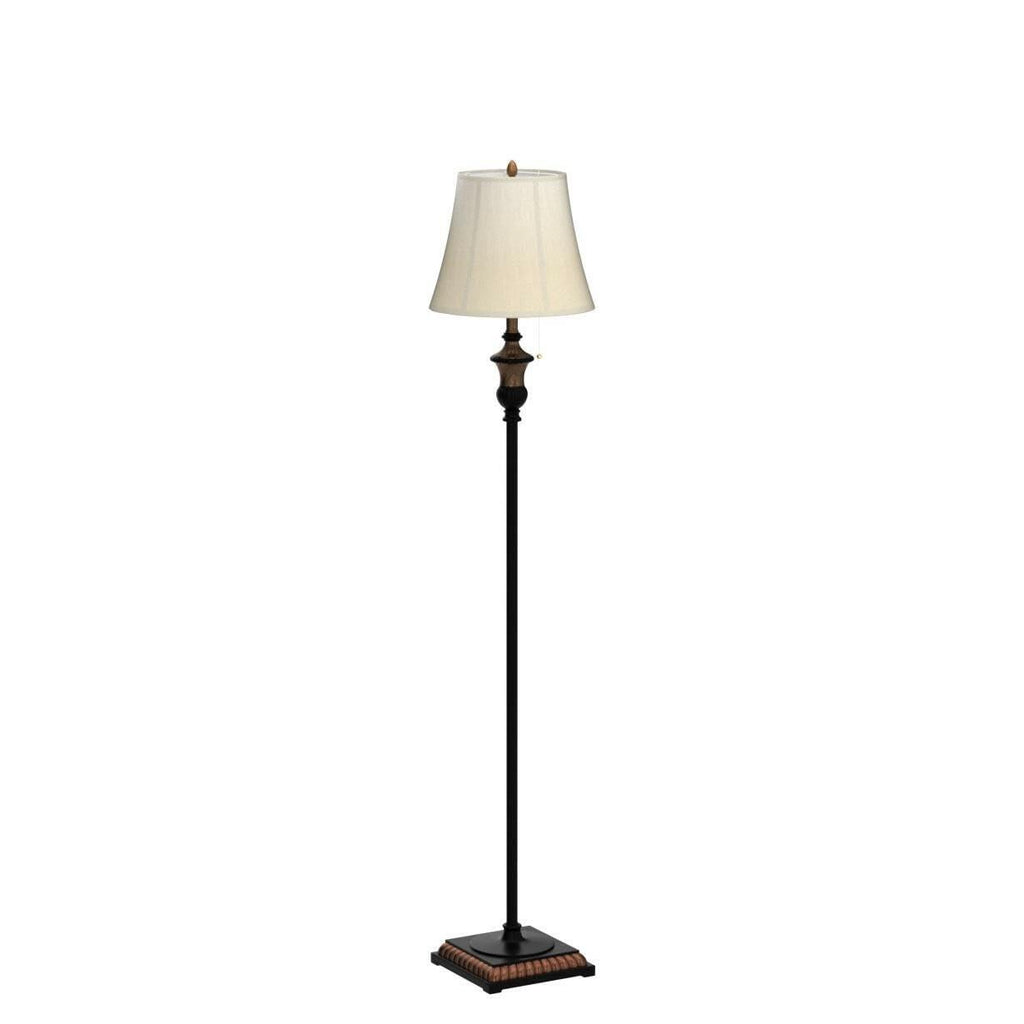 TOBUSA Traditional Floor Lamp, Classic Standing Lamp with Bronze Fabric Shade,