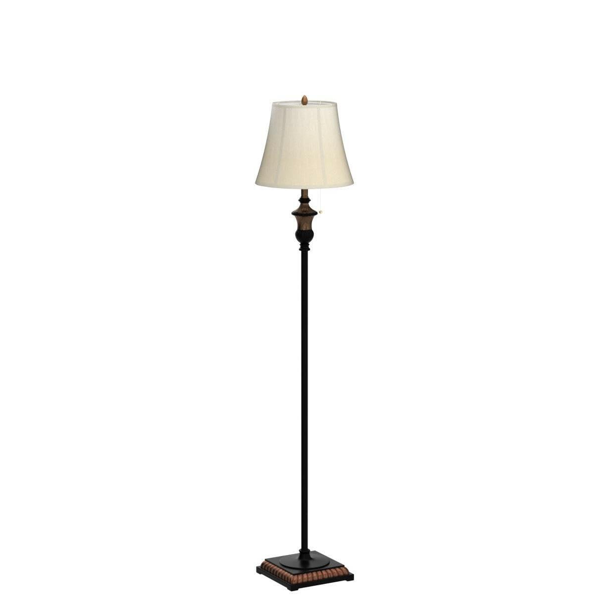 TOBUSA Traditional Floor Lamp, Classic Standing Lamp with Bronze Fabric Shade,