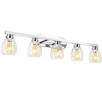 GarveeTech 4 Light Bathroom Light Fixtures Chrome with Hammered Glass Shade,