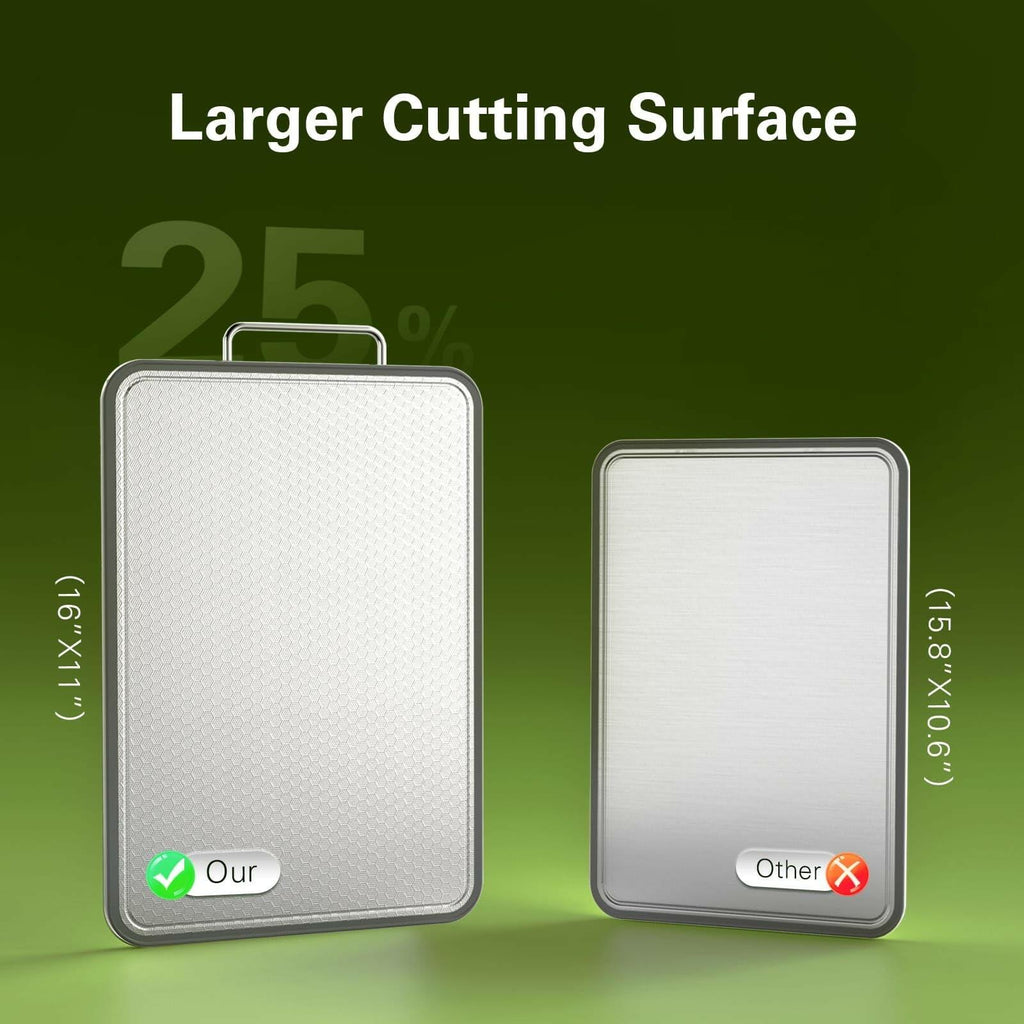 Stainless Steel Cutting Board 16''×11'', Double Sided 304 Steel Cutting Board