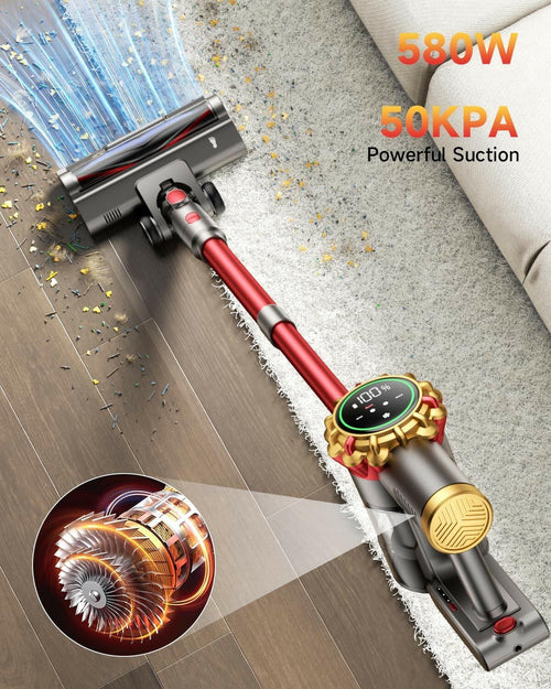 AIPOWAY Cordless Vacuum Cleaner 580W 50Kpa Vacuum Cleaners for Home, 65 Mins