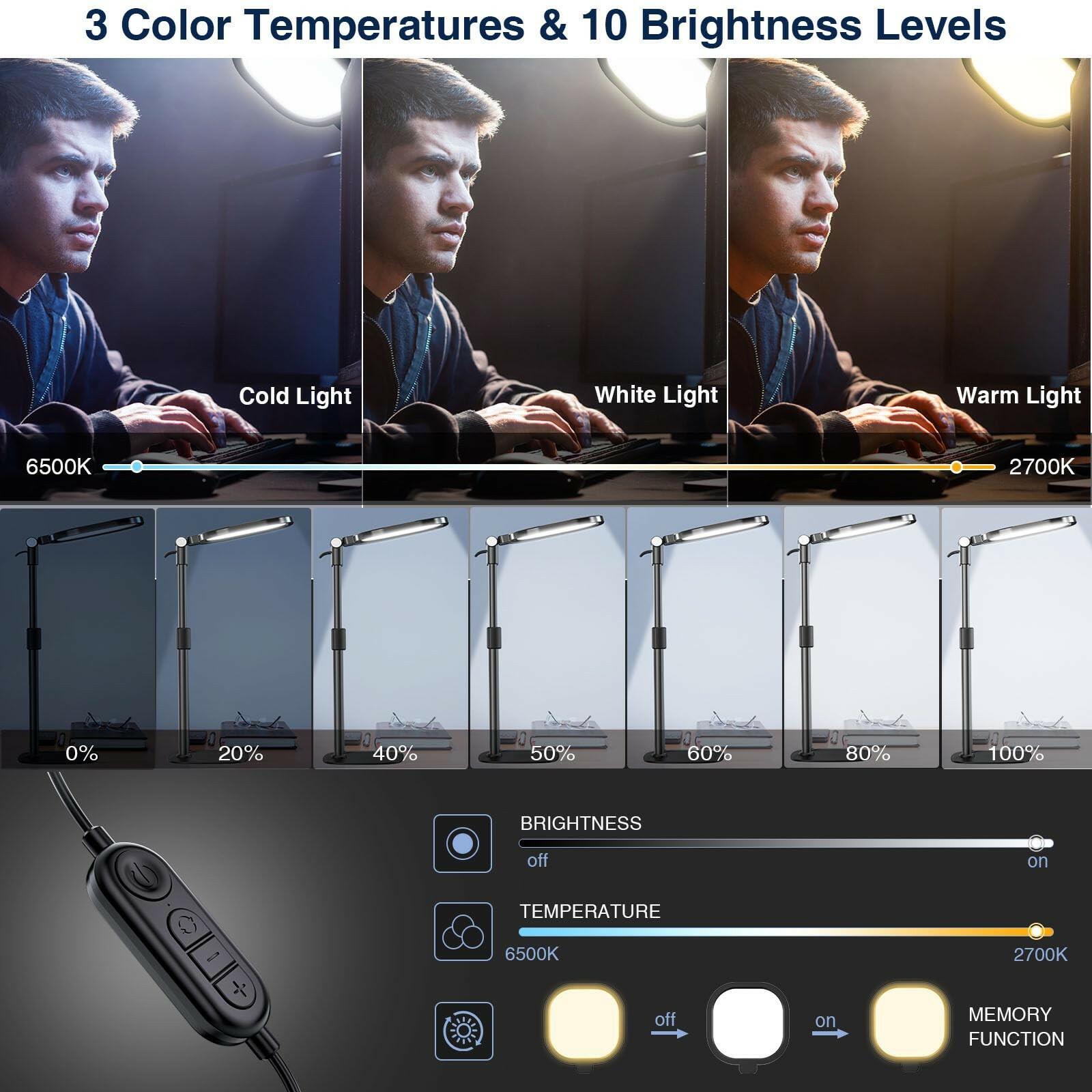 Zoom Lighting for Computer, Adjustable Desk Lighting for Video Calls, 30 Light