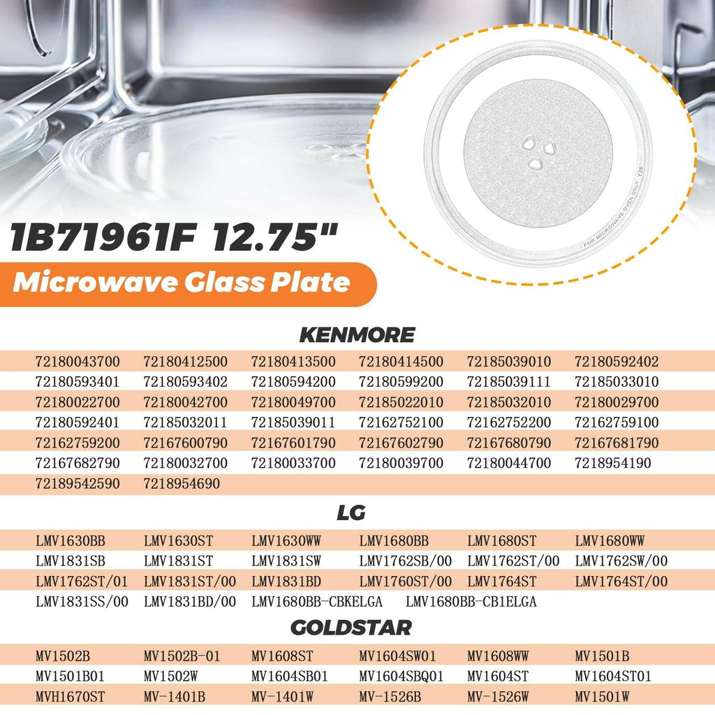 12.75" Microwave Glass Turntable Fit for GE, LG, Kenmore, Sears Microwave Glass