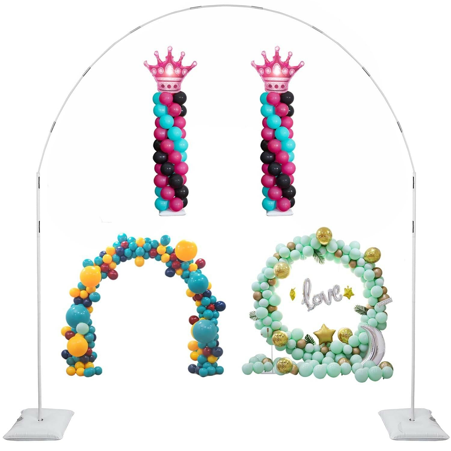 Decojoy Balloon Arch Stand, 7.5ft Large Round Backdrop Frame, Adjustable Half
