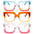 REAVEE 3 Pack Blue Light Reading Glasses Women Oversized +1.25 Extra Wide