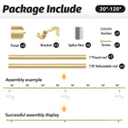 GEEBOBO Gold Curtain Rods for Windows 66 to 120 Inch, 1 Inch Adjustable Heavy
