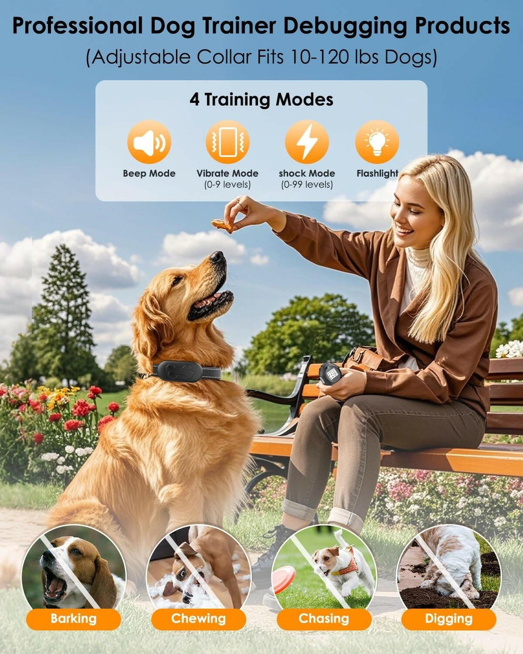 Dog Shock Collar with Remote Control - Shock Collar for Dogs IPX7 Waterproof Dog