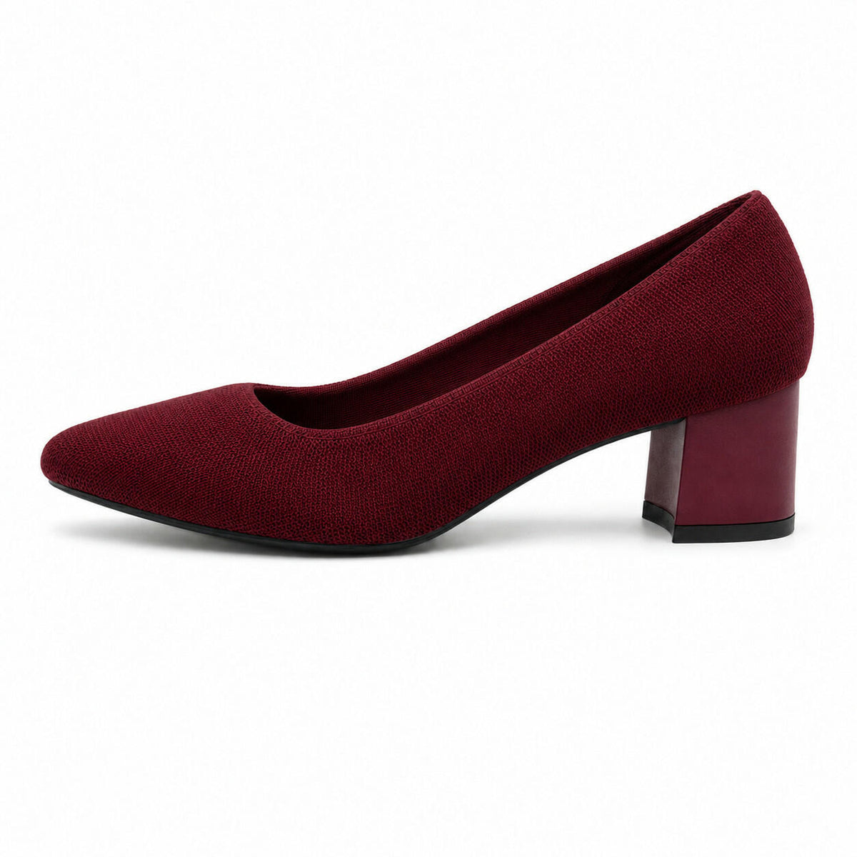 Burudani Women Burgundy Block Heel Pumps Knit Comfort Round Toe Size 11