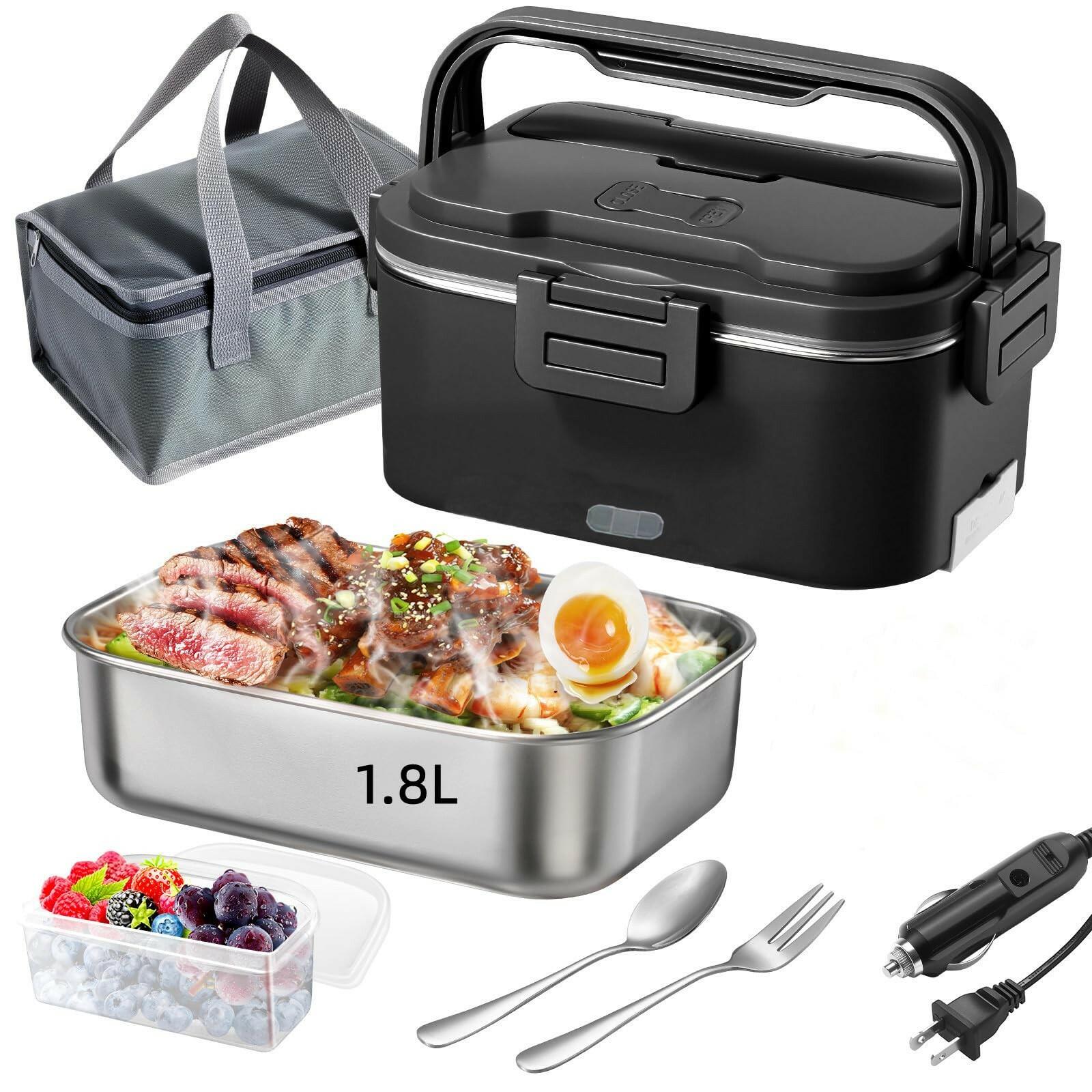 Vidaskeci Electric Lunch Box for Adultss 100W 1.8L Portable Heated Lunch Box for