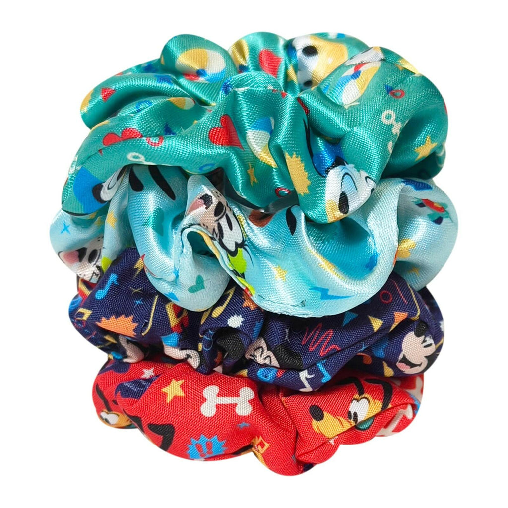 LUV HER Disney Mickey Scrunchies for Girls of All Ages - 4 Large Hair Scrunchies