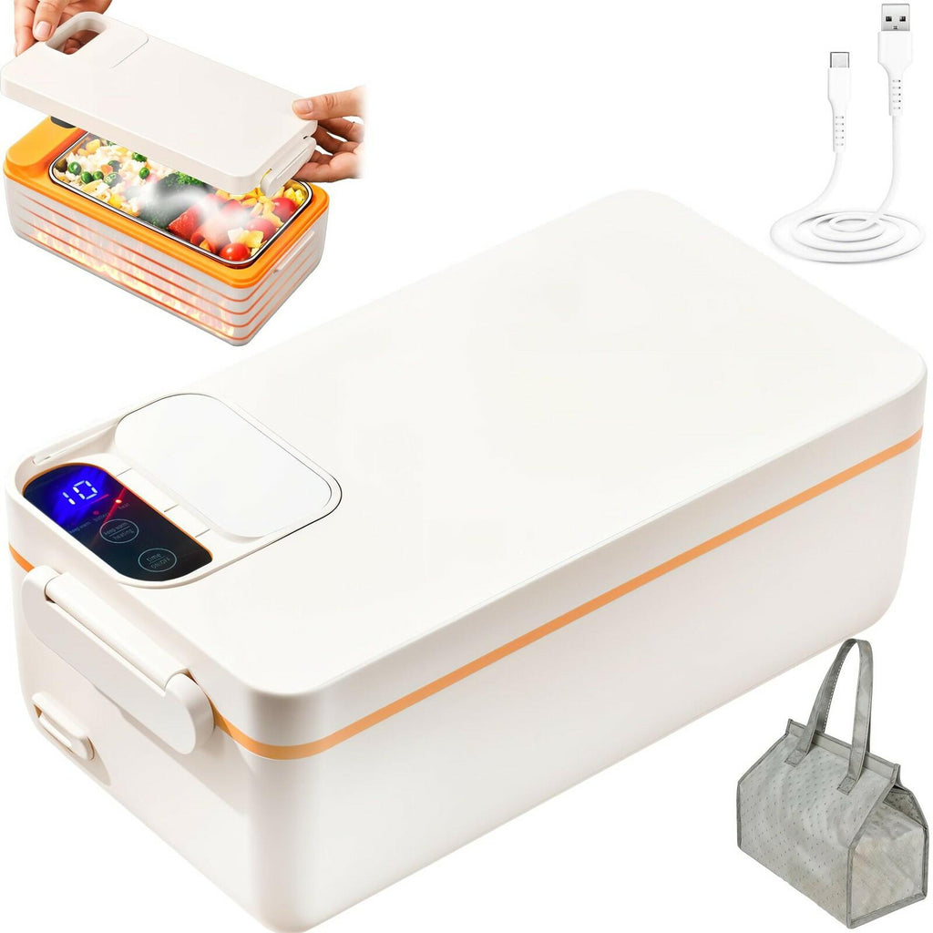 Rechargeable Electric Heated Lunch Box - Cordless Battery Powered Portable Food