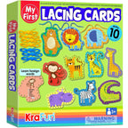 KRAFUN Safari Animal Preschool Arts & Crafts Lacing Kit, 10 Easy Lacing Cards