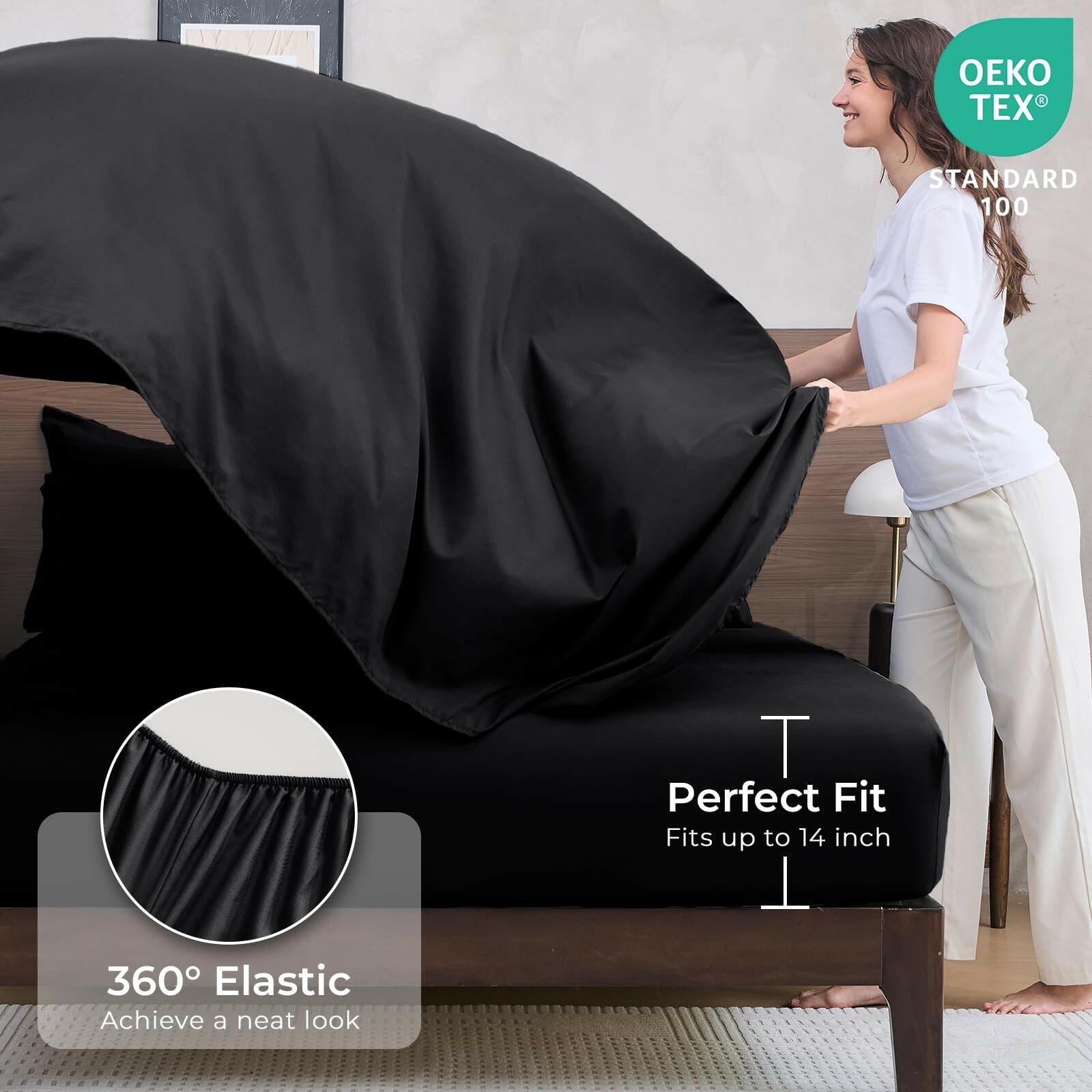 HEVUMYI Black Queen Comforter Set - 7-Piece All Season Bed in a Bag Queen, Ultra