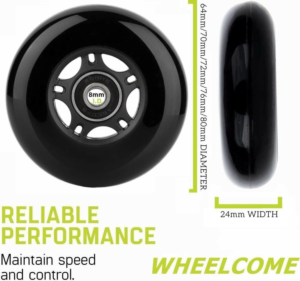 WHEELCOME Inline Skate Wheels Outdoor & Indoor Blade Roller Skate Wheels 85a