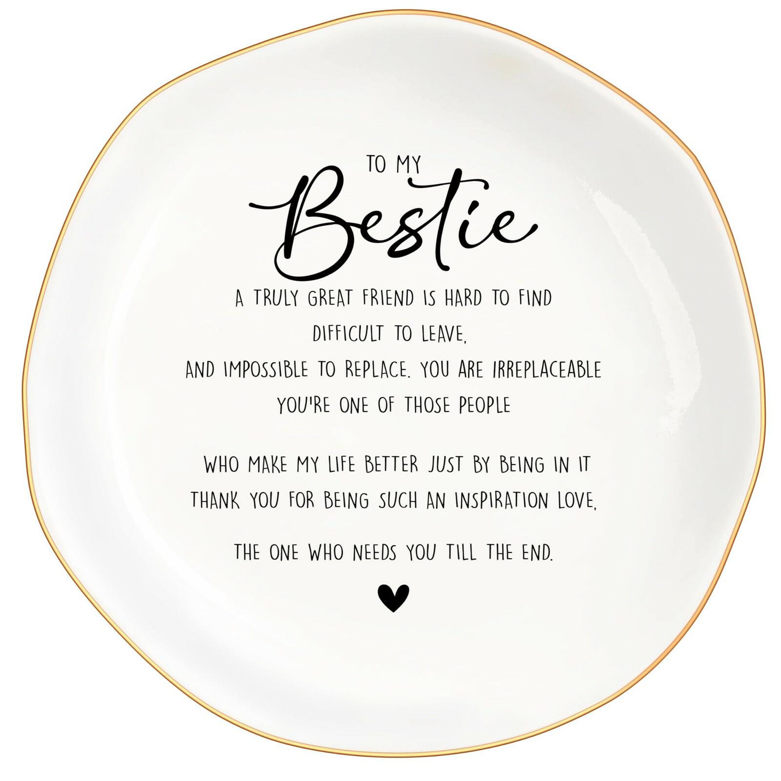 Bestie Gifts for Women Friendship, Jewelry Dish Trinket Tray, Gifts for Friends