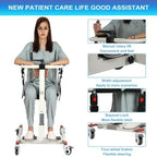 Patient Lift Transfer Chair Portable Wheelchair Commode Adjustable Steel Lift