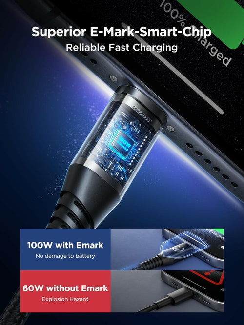 Aioneus USB C to USB C Cable, 10ft 100W Type C to Type C Charger Cord Fast