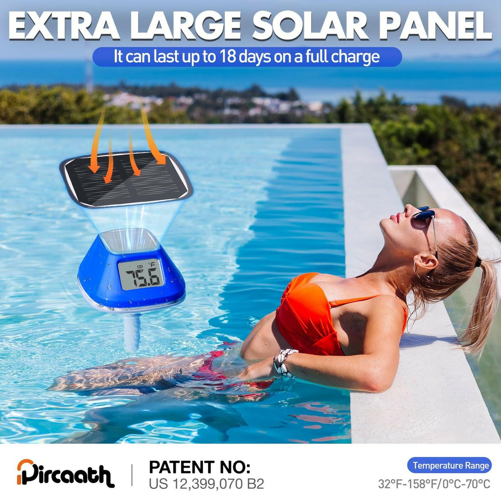 Pircaath 2026 Next-Gen Solar Pool Thermometer Floating Easy Read, Digital Pool