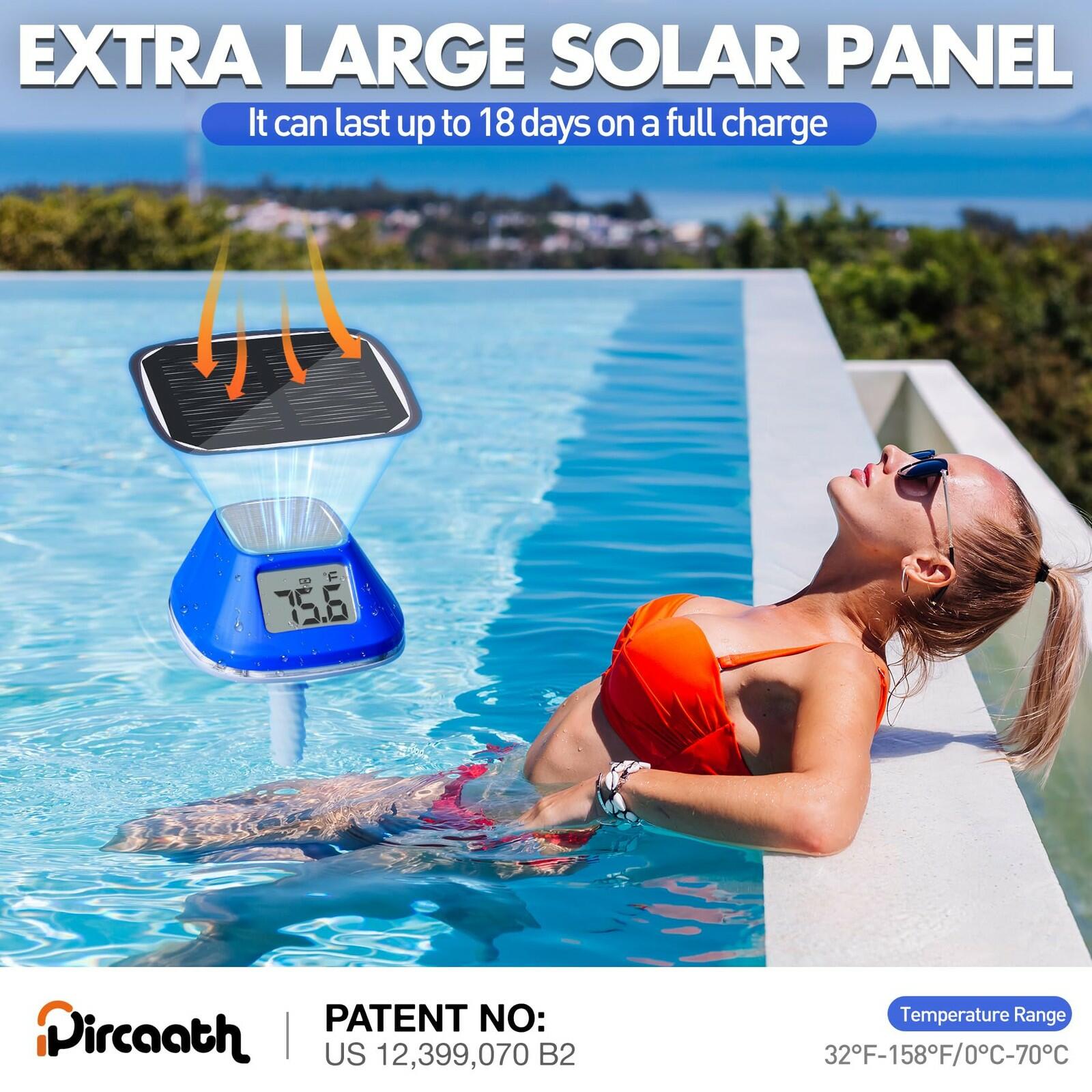 Pircaath 2026 Next-Gen Solar Pool Thermometer Floating Easy Read, Digital Pool