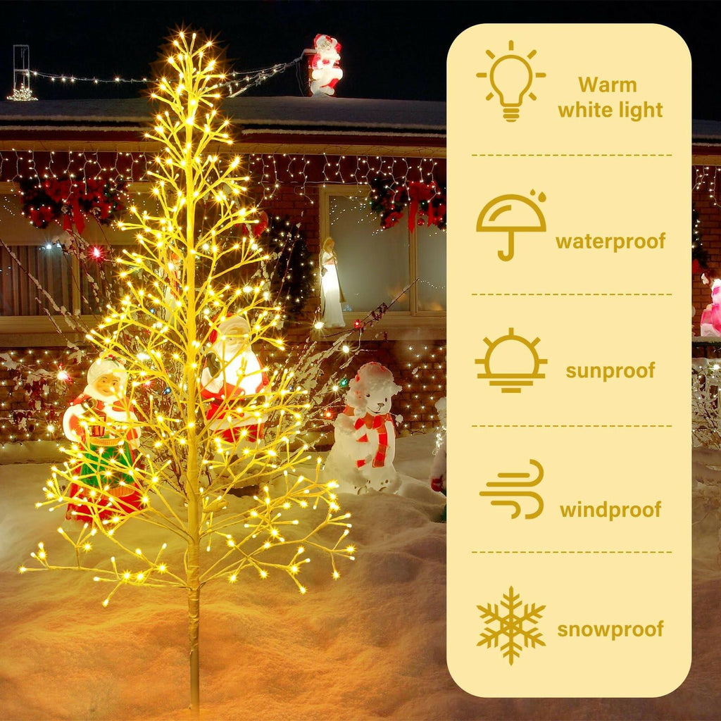VIHOSE 5 Ft 384 LED Christmas Lighted Birch Trees Christmas Artificial Twig