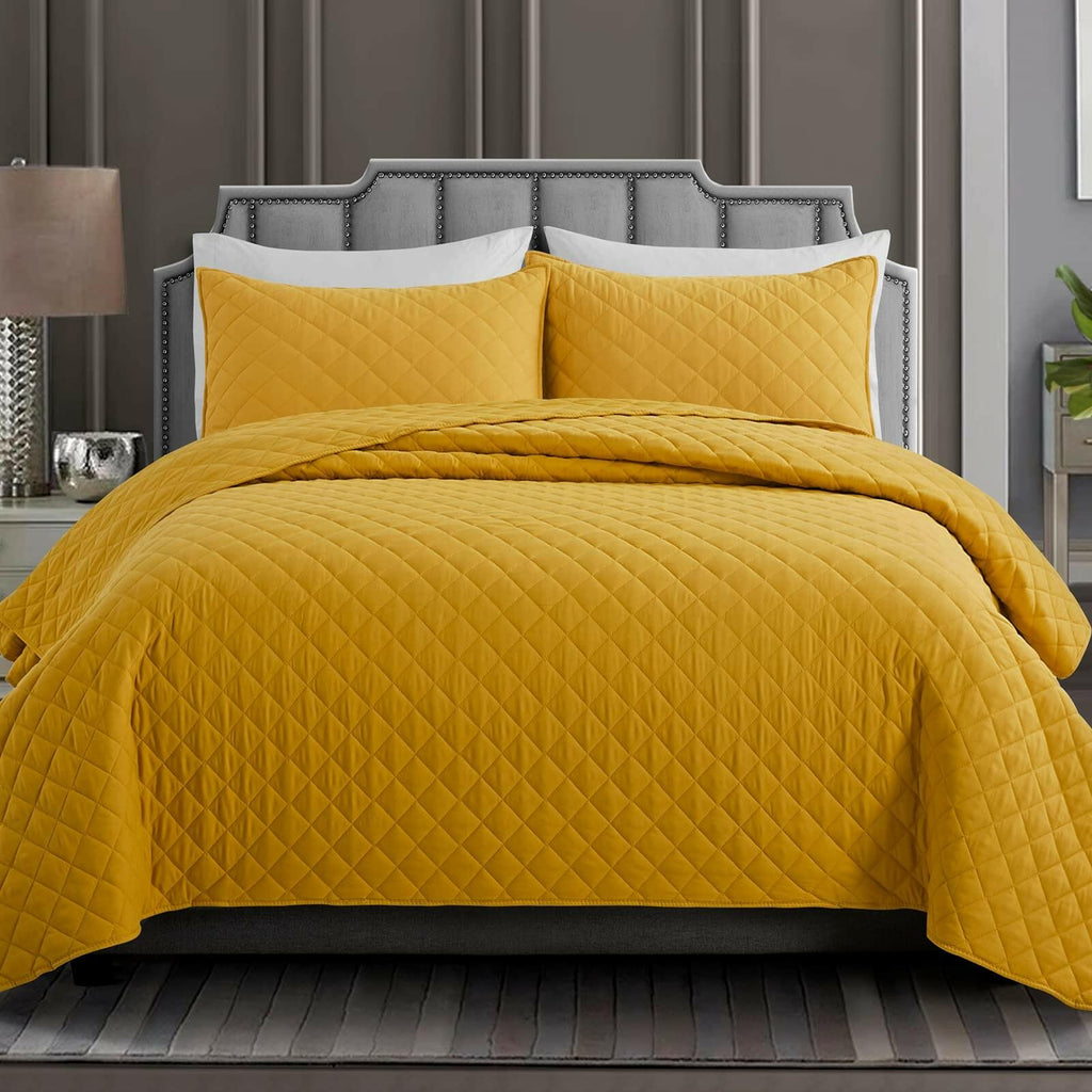 Safonory Mustard Yellow Quilt Full/Queen Size - Summer Soft Lightweight