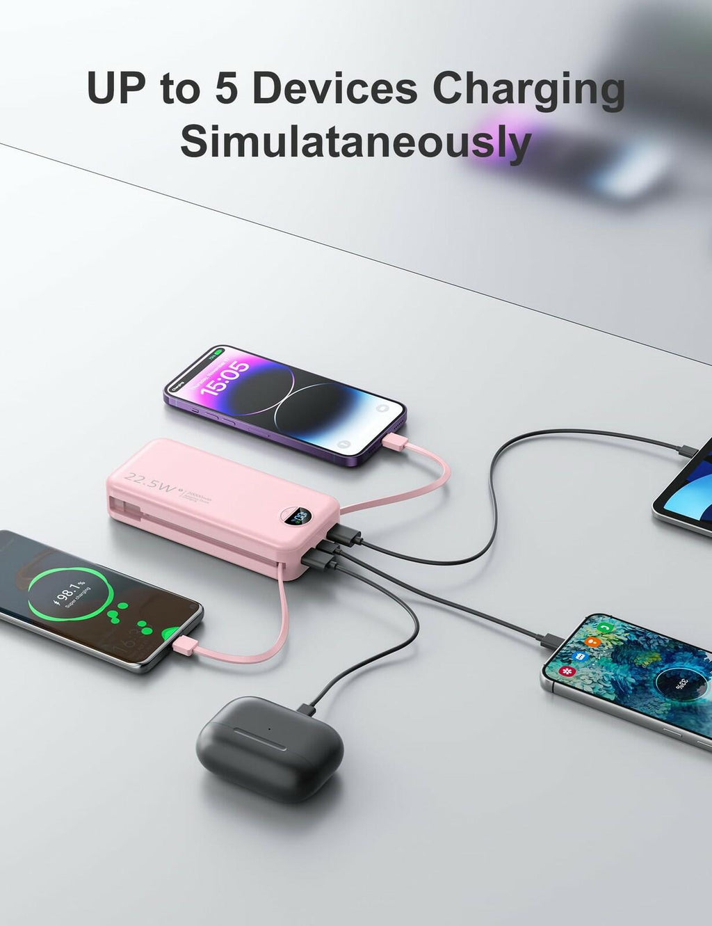 aonidi 20000mAh Ultra-Portable-Charger-Power-Bank PD20W with Built in Cables&AC
