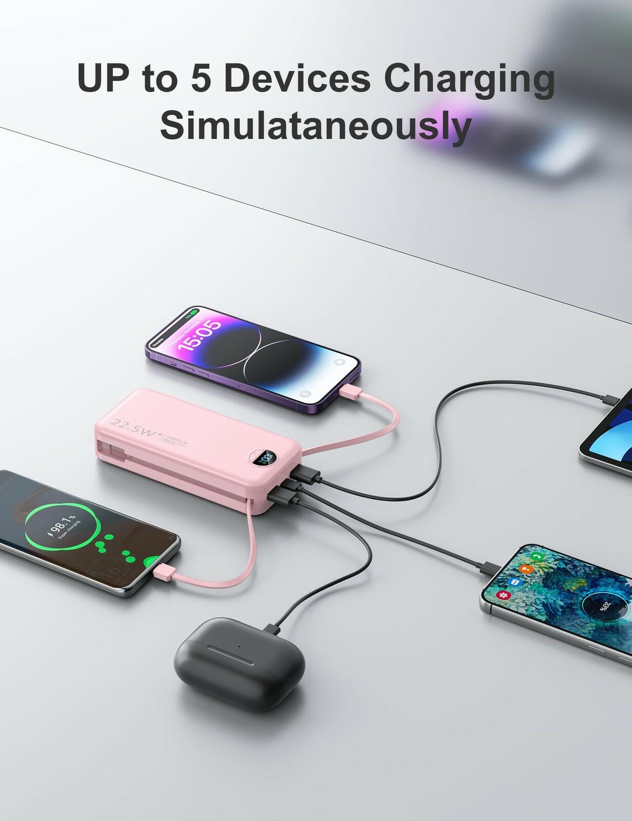 aonidi 20000mAh Ultra-Portable-Charger-Power-Bank PD20W with Built in Cables&AC