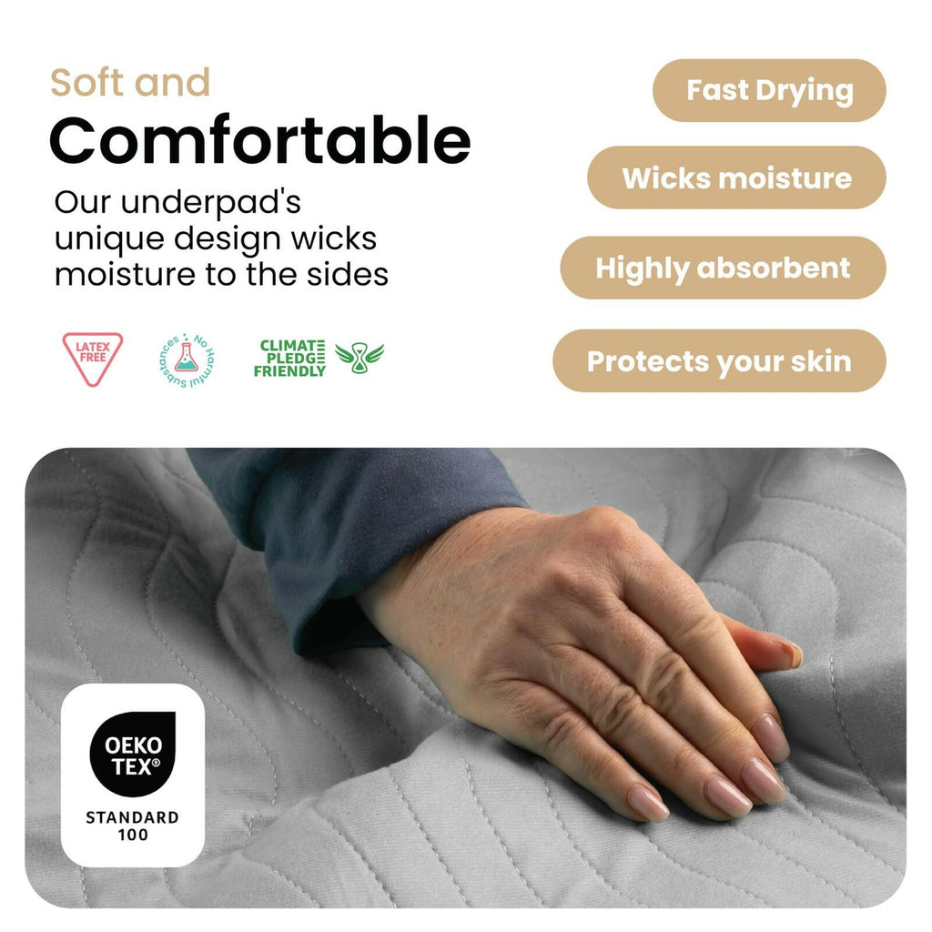 4 Pack IMPROVIA Washable Underpads Heavy Absorbency Reusable Incontinence Pads