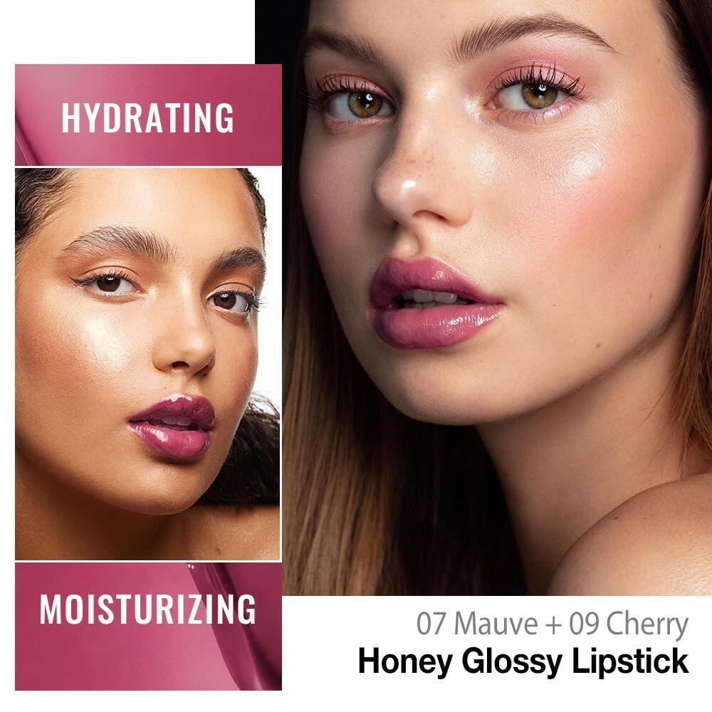 evpct 2Pcs Mauve Plum Cherry Honey Lipstick Tinted Lip Balm, Sheer Hydrating