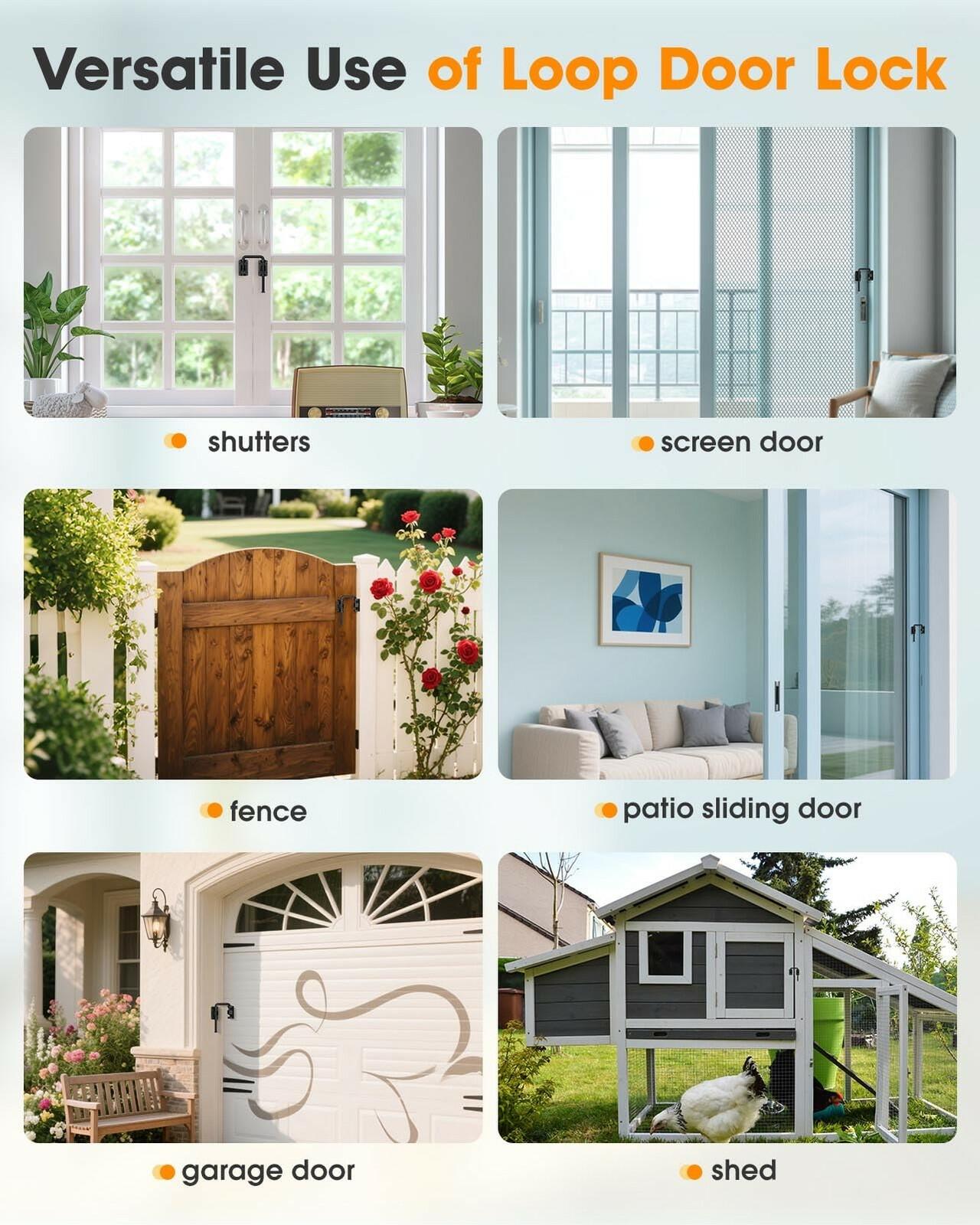 4 psc MeBantoo 2.36 Inch U Patio Sliding Door Loop Lock Latch - Stainless Steel