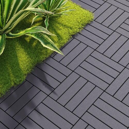 42 Pack Interlocking Deck Tiles, 12"x12"x0.8" Plastic Patio Flooring Outdoor