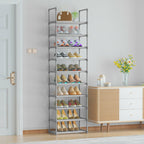 OYREL 10-Tier Metal Shoe Rack, Narrow Shoe Rack Organizer, Sturdy Shoe Shelf for