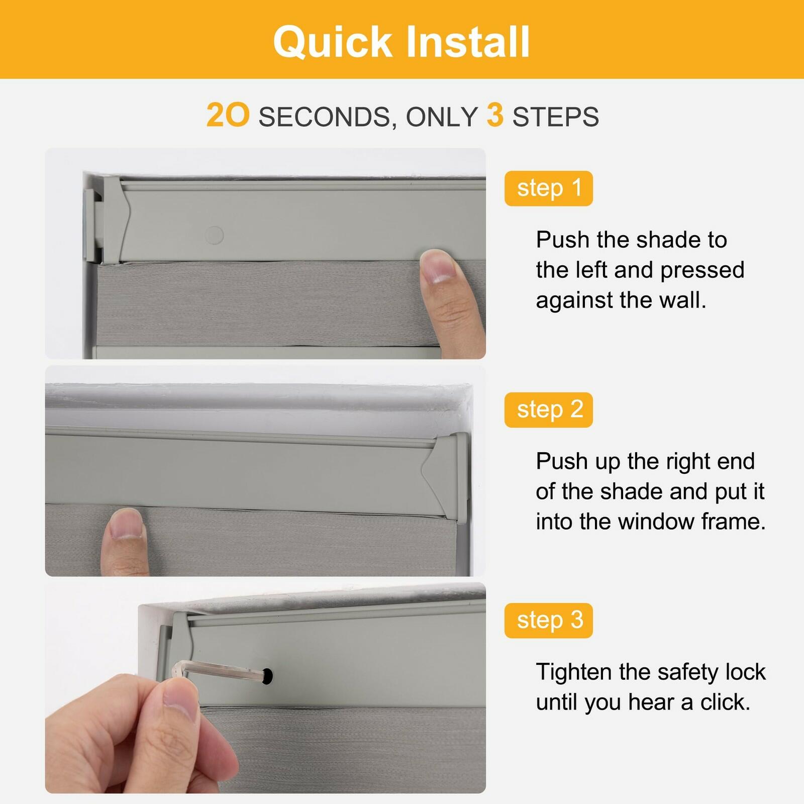 Homedemo 35'' W x 38'' H No Drill No Tools Blackout Cellular Shades Cordless,