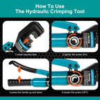 Brileine 10 Tons Hydraulic Crimping Tool with 9 Dies - Battery Cable Crimper