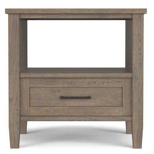 IMPLIHOME Ela End Table 20" Solid Wood Rectangle Transitional Smoky Brown
