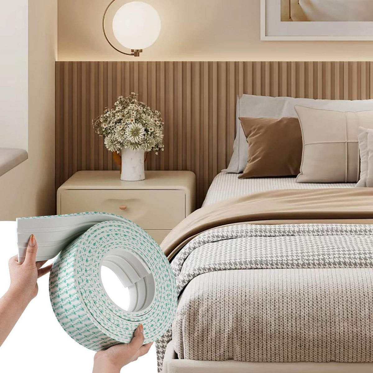Yefanxi 4-in White EVA molding Peel and Stick Panel, 3D Flexible Fluted self