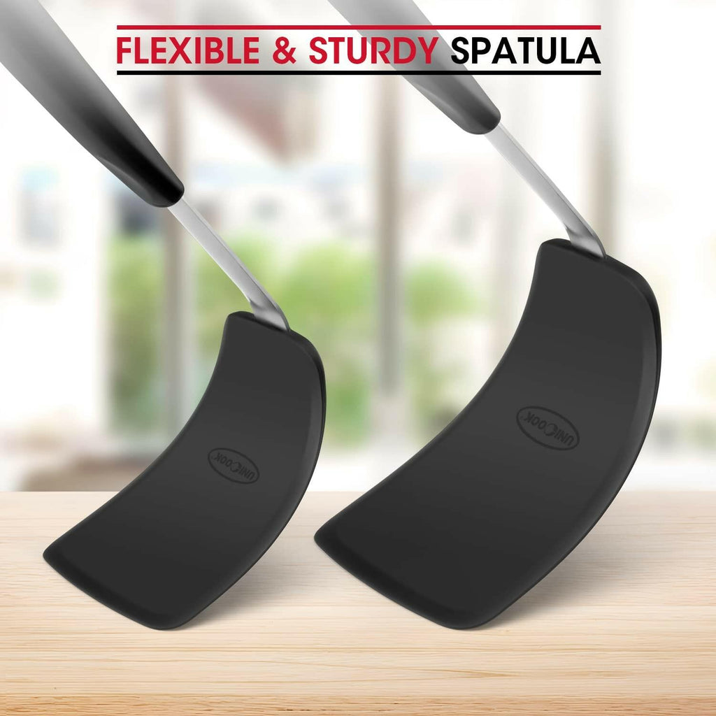 Unicook 2 Pack Flexible Silicone Spatula, Turner, 600F Heat Resistant, Ideal for
