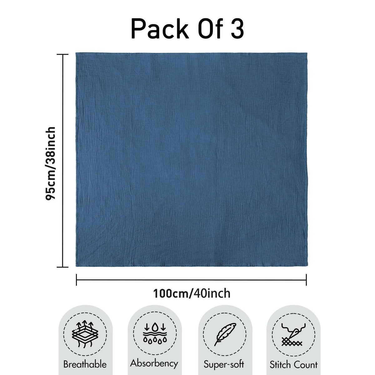 3 PACK Muslin Swaddle Blankets for Newborn, Breathable Soft Receiving Blanket,