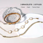YOUNGGRACE 18K Gold Plated Bracelet Sets for Women - 3PCS Stackable Bracelets