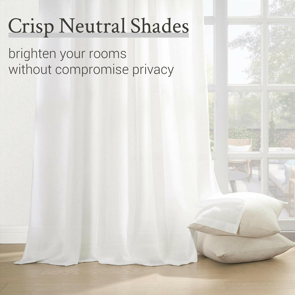 Pinch Pleated Sheer Curtains 84 Inches Long,Light Filtering Semi Sheer White