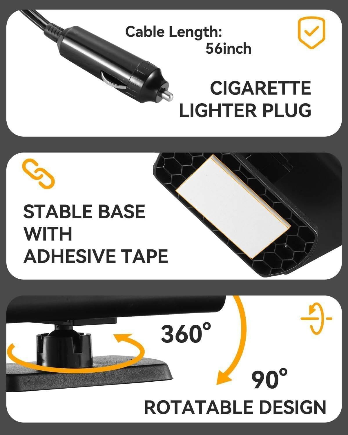 Numhosai Car Heater Portable Car Heater : 2 in 1 Fast Heating Defrost Defogger