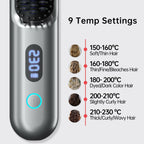 Cordless Hair Straightener Brush - Portable Straightener Brush with 9 Temp